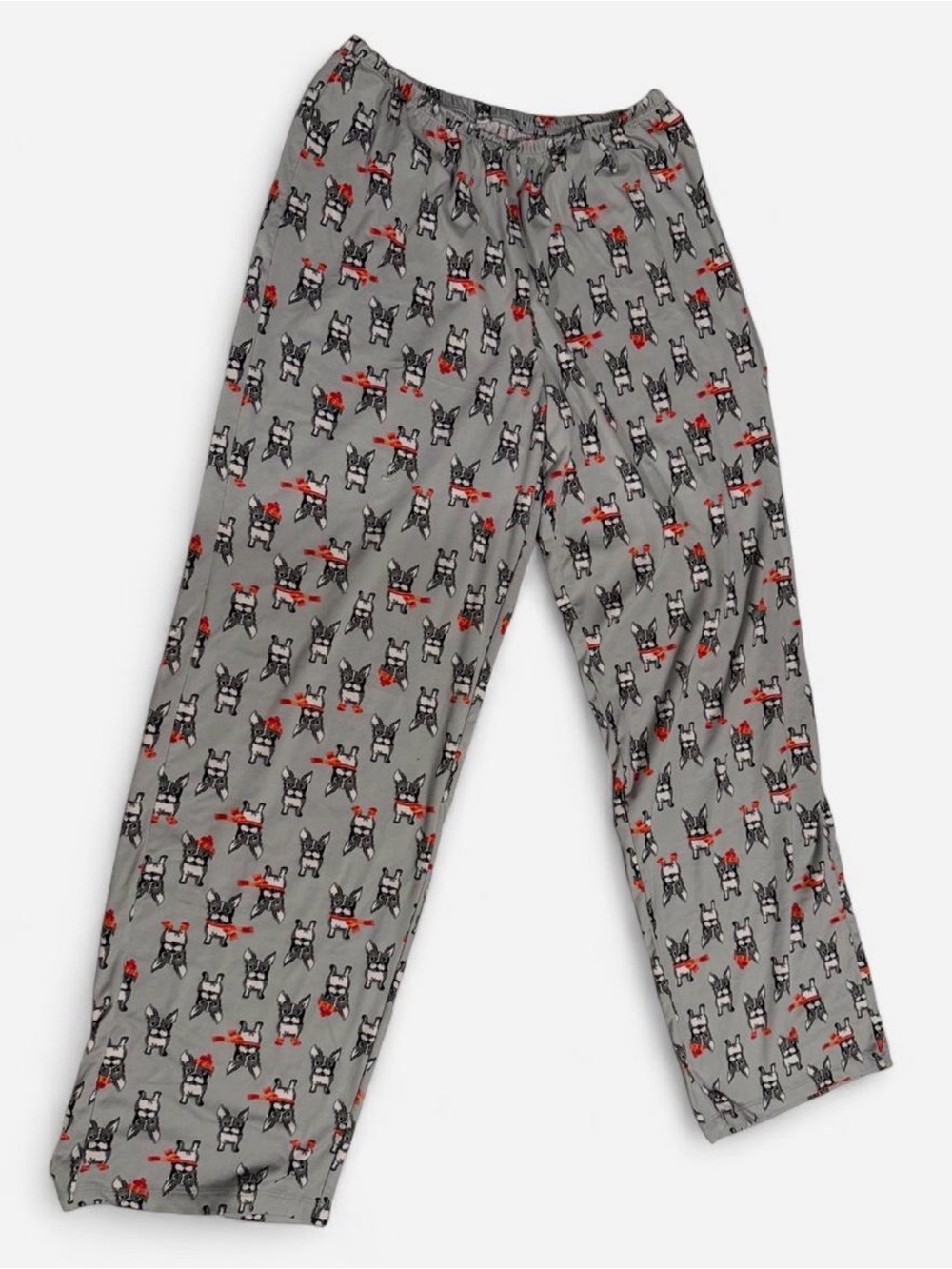 Women’s Gray Boston Terrier Puppy Print Pajama Pants M